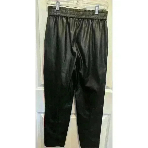 Current Air Vegan Leather Pants Size S Black Tapered Elastic Waist Anthropologie - Picture 2 of 3